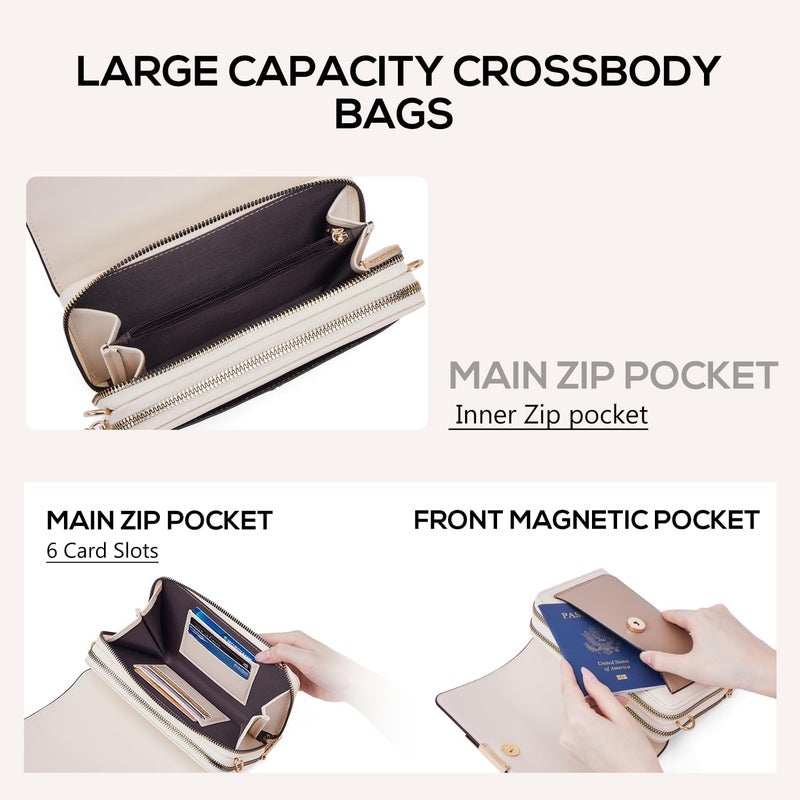 Roulens Small Crossbody Bag for Women,Cell Phone Purse Women's Shoulder Handbags Wallet Purse with Credit Card Slots - Image 3